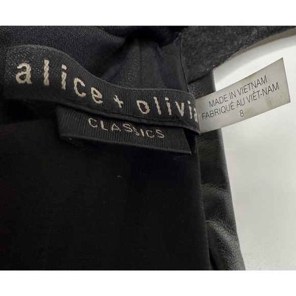 NEW Alice + Olivia Kyrie Long Sleeve Faux Leather Tuxedo Romper Women's Black 8 - Picture 6 of 7
